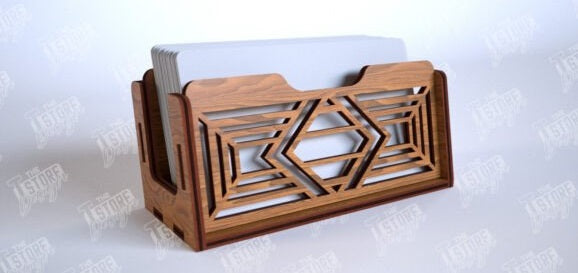 Personalized Wooden Desktop Business Card Holder - Custom Engraved Office Desk Accessory