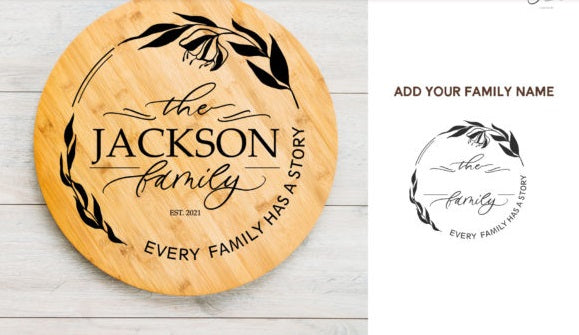Personalized Engraved Cutting Board - Custom Floral Monogram Kitchen Decor