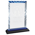 Clear Rectangle Accent Glass on Black and Blue 8" Reflective Base