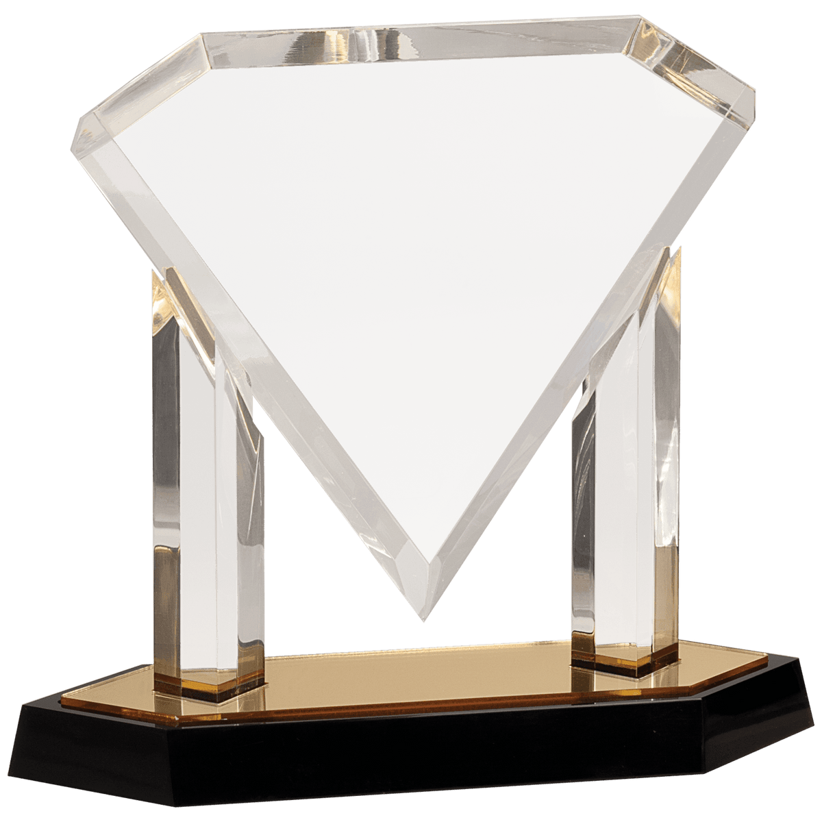 Gold 9 1/2" Floating Diamond Acrylic