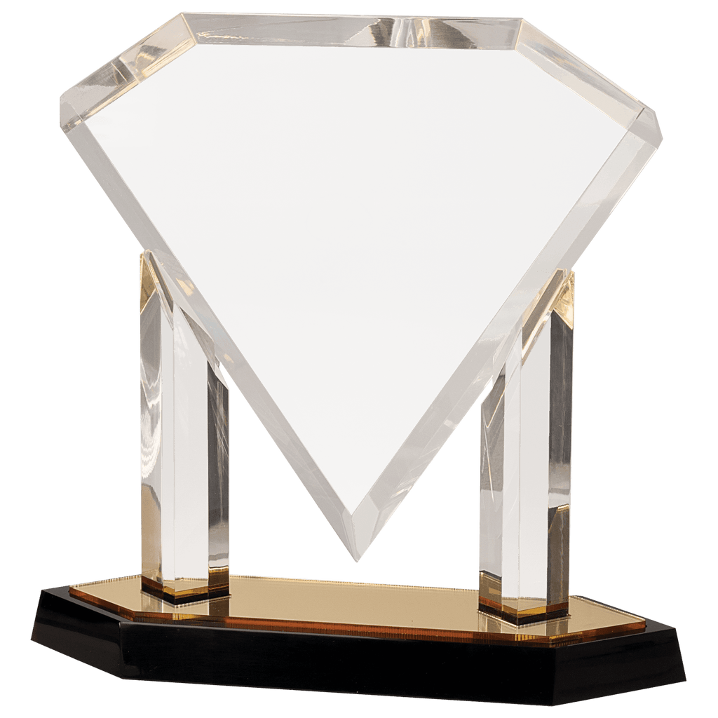 Gold 10 3/4" Floating Diamond Acrylic