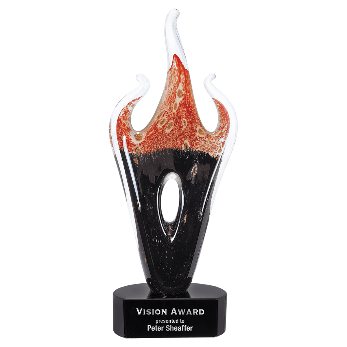 16" Red & Black Flame Art Glass