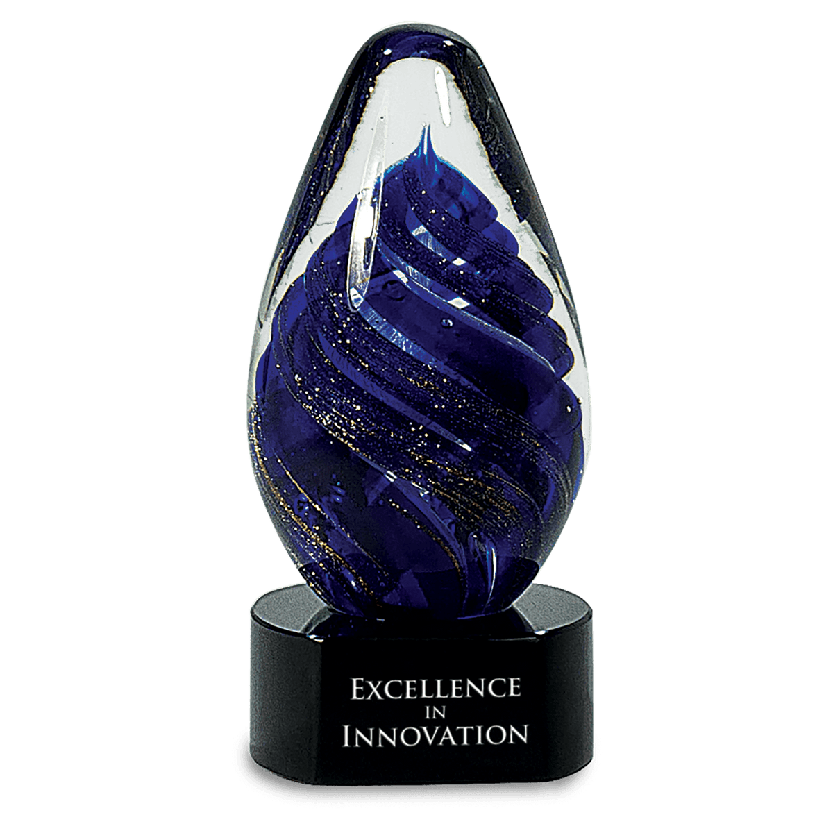 6 1/2" Blue Tear Drop Art Glass