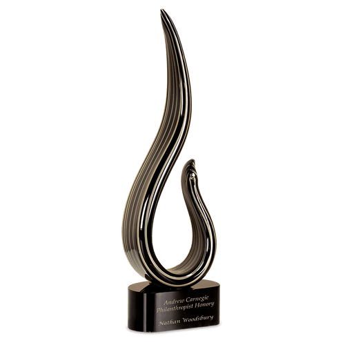 15" Black & Gold Curve Art Glass