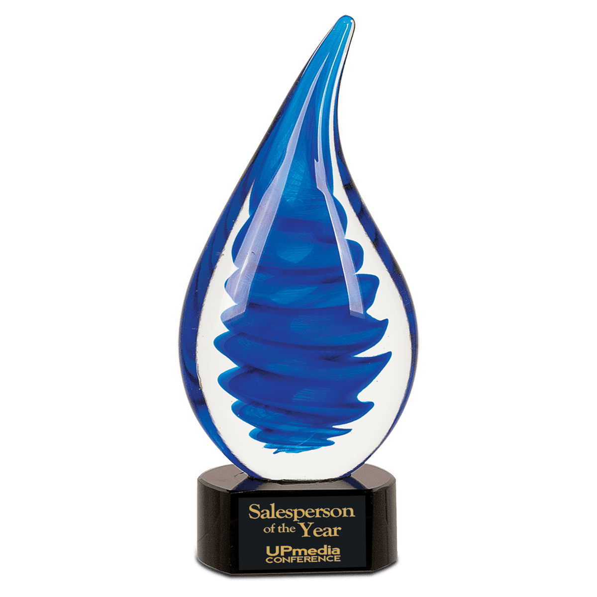 10 1/4" Blue Twist Raindrop Art Glass