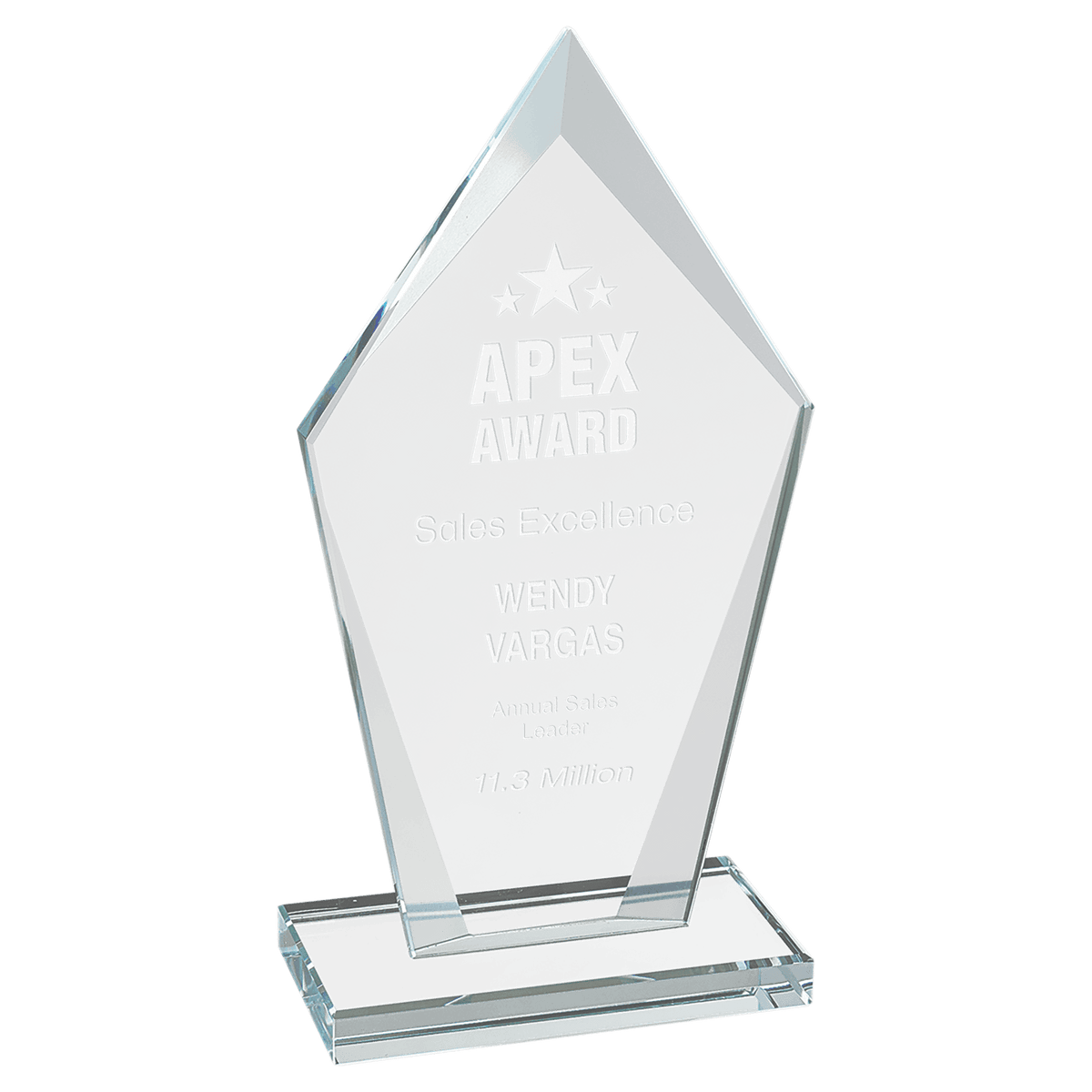 6 3/4" Diamond Clear Glass Award