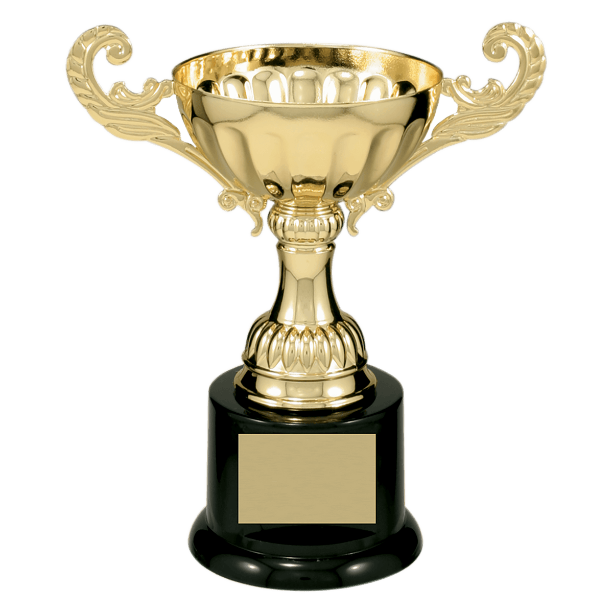 Gold 6 1/2" Completed Metal Cup Trophy on Plastic Base
