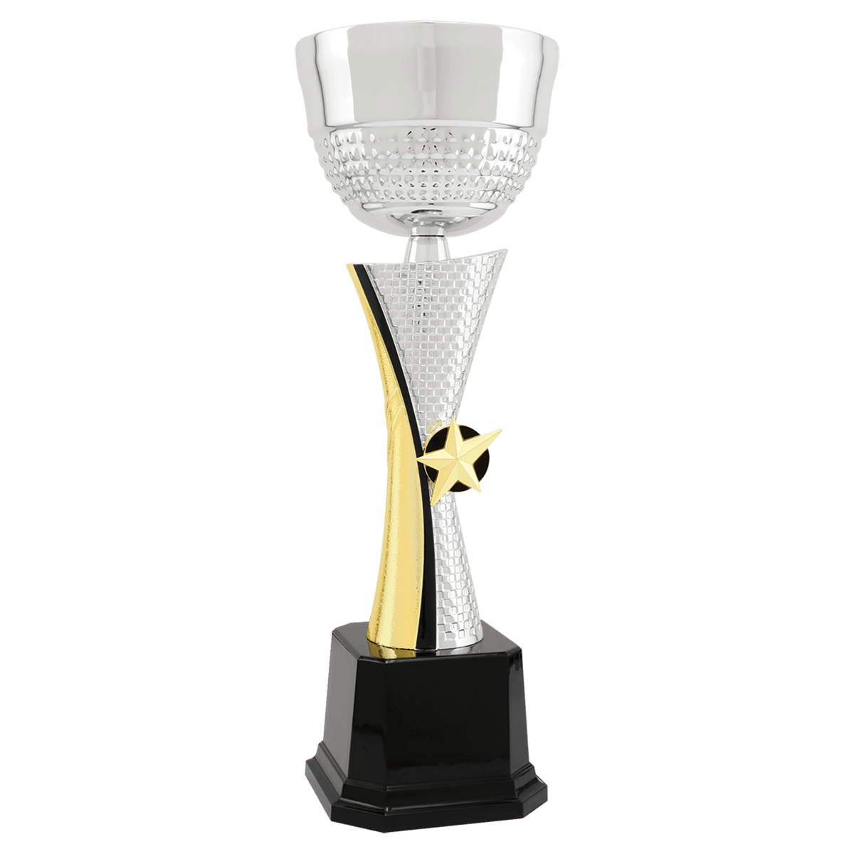 13 1/4" Silver/Gold Textured Completed Metal Cup Trophy
