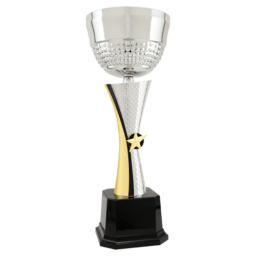 16 1/2" Silver/Gold Textured Completed Metal Cup Trophy
