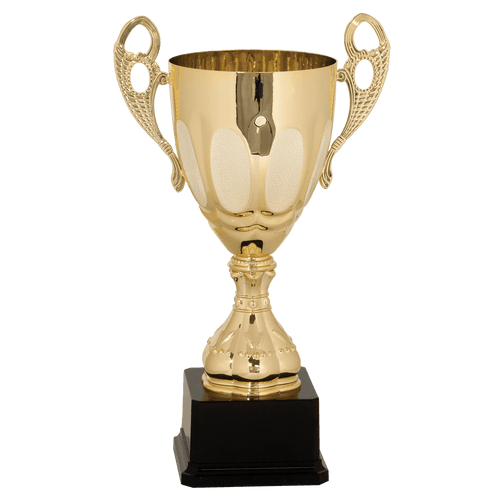 Gold 3 13" Completed Metal Cup Trophy on Plastic Base