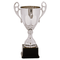 Silver 3 13" Completed Metal Cup Trophy on Plastic Base