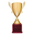Gold Completed Metal Cup Trophy on Rosewood Royal 2 24 3/4" Piano Finish Base
