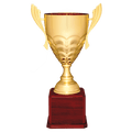 Gold Completed Metal Cup Trophy on Rosewood Royal 21" Piano Finish Base