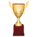 Gold Completed Metal Cup Trophy on Rosewood Royal 23 1/2" Piano Finish Base
