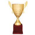 Gold Completed Metal Cup Trophy on Rosewood Royal 25 1/4" Piano Finish Base