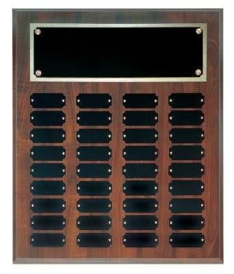 15" x 18" Cherry Finish Completed Perpetual Plaque with 36 Plates