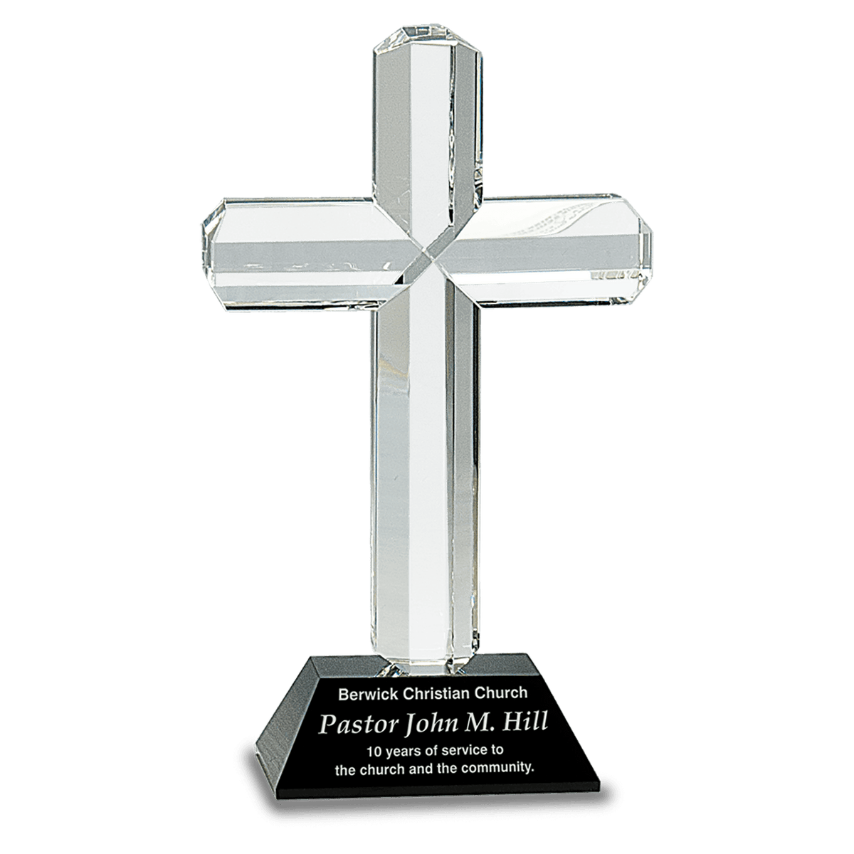Black 8 1/2" Crystal Cross on Pedestal Base