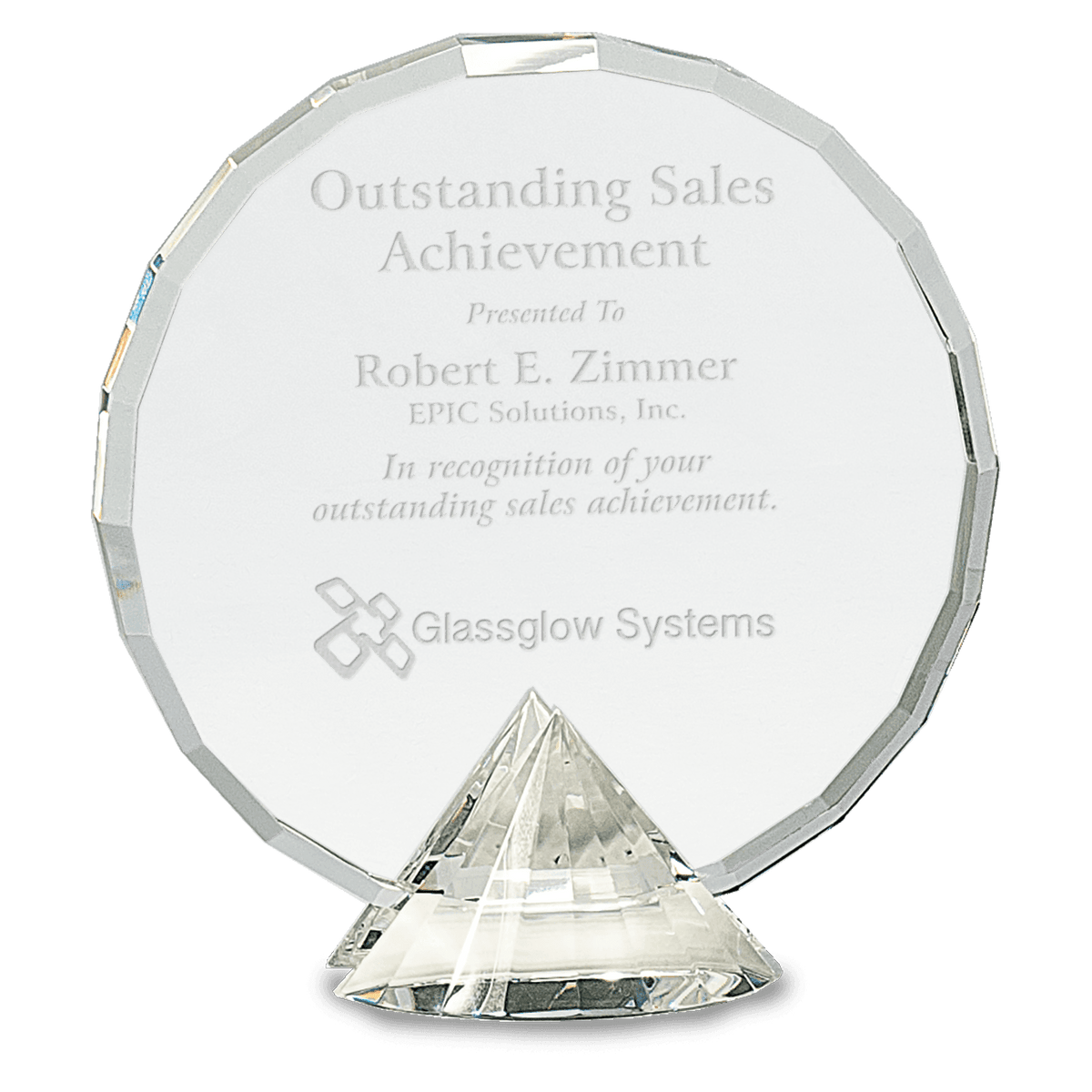 6 1/2" Clear Round Crystal on Clear Diamond Base