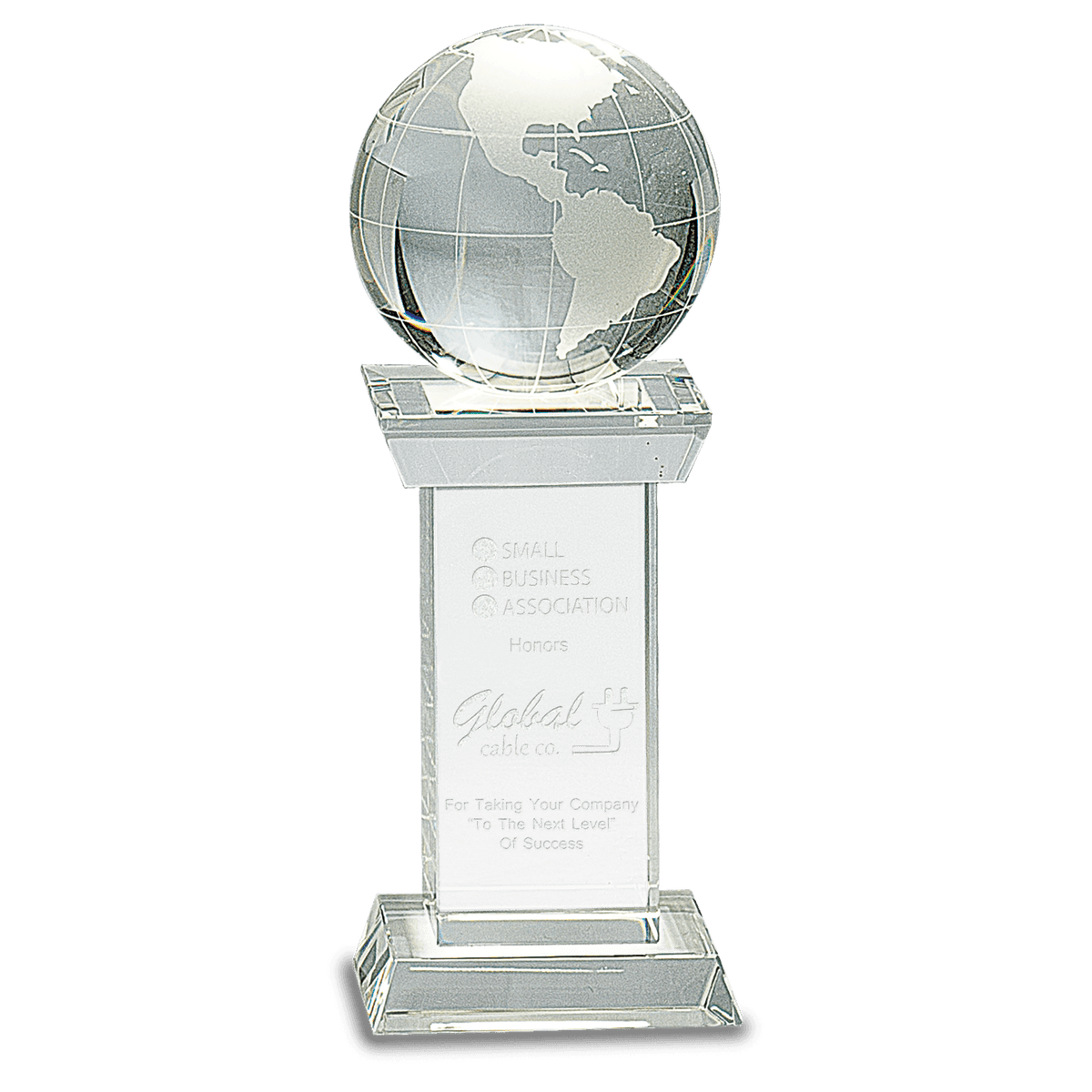 8" Crystal Globe on Clear Tower