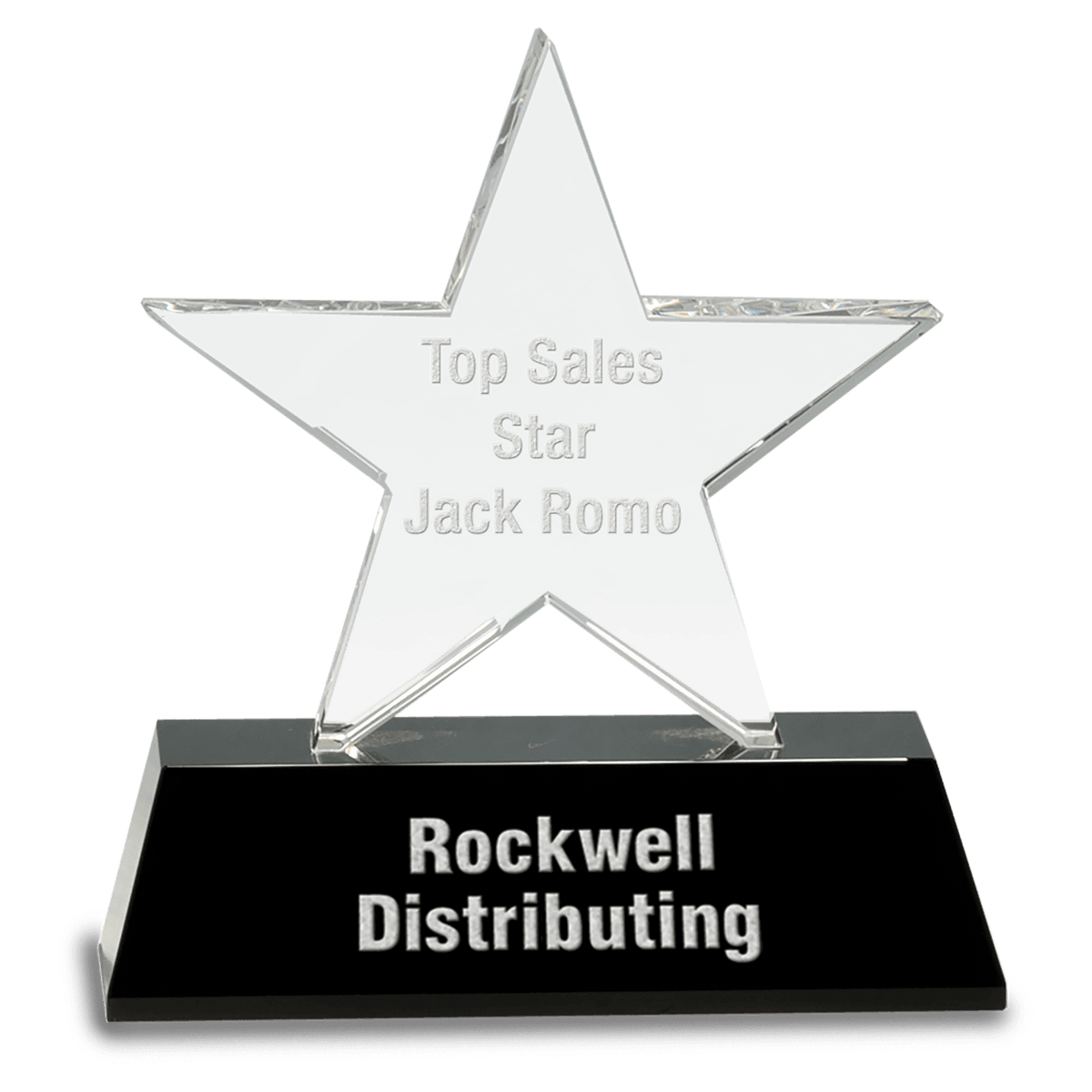 6 3/4" Clear Crystal Star on Black Pedestal Base
