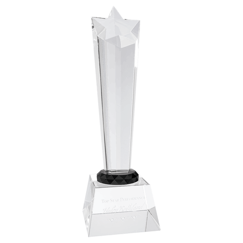 Clear 10" Crystal Rising Star with Base