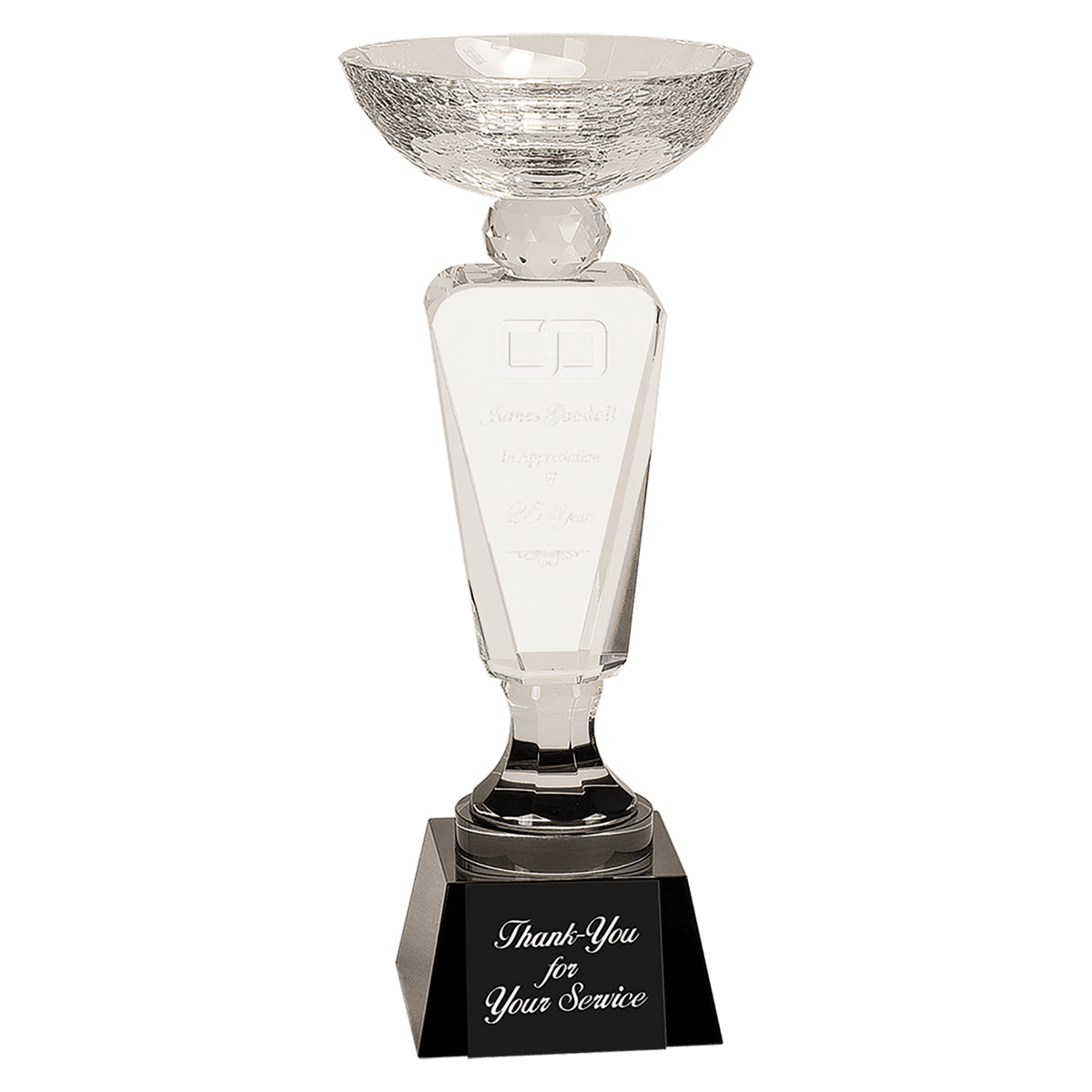 11" Clear Crystal Cup with Black Pedestal Base