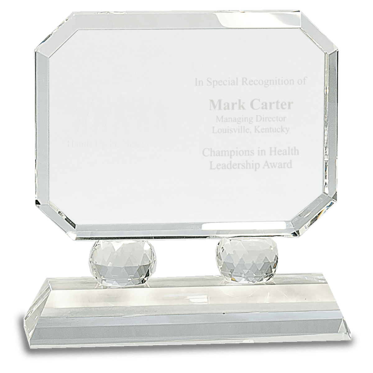 Clear 6" Rectangle Crystal on Pedestal Base