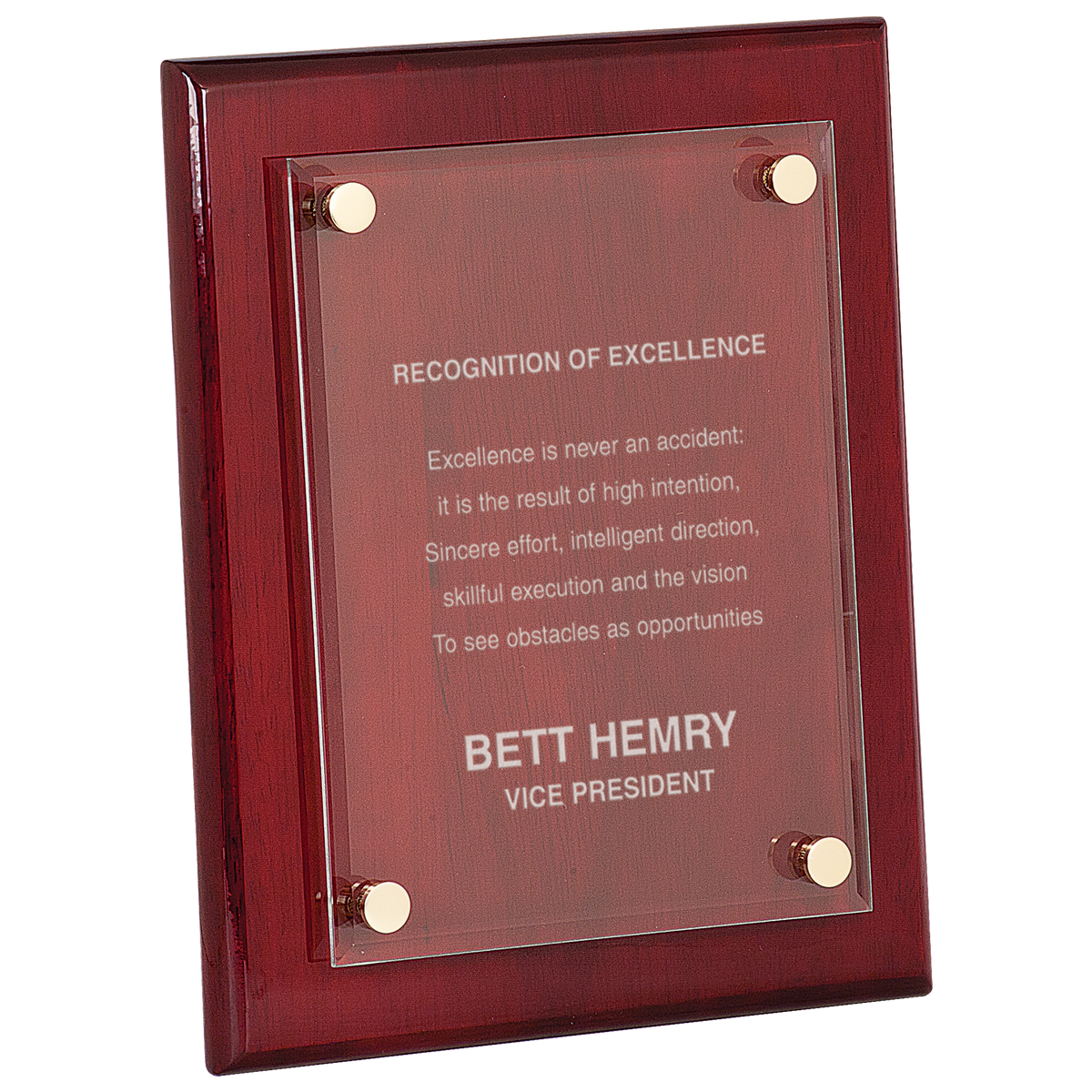 Rosewood 8" x 10" Piano Finish Floating Acrylic Plaque