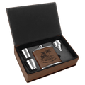 Dark Brown 6 oz. Laserable Leatherette Flask Gift Set