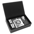 Stainless Steel Black Silver 6 oz. Laserable Leatherette Box