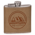 Stainless Steel 6 oz. Leather Laserable Flask