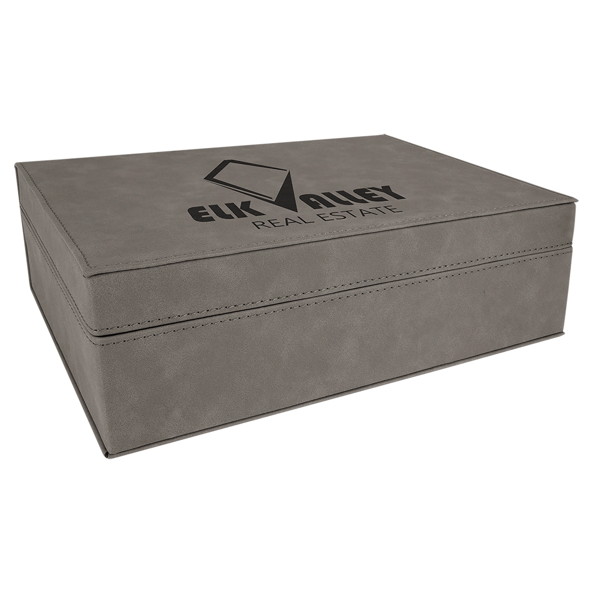 Gray 10 1/4" x 7 1/2" Laserable Leatherette Premium Gift Box