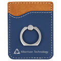 Blue/Silver Laserable Leatherette Phone Wallet with Silver Ring