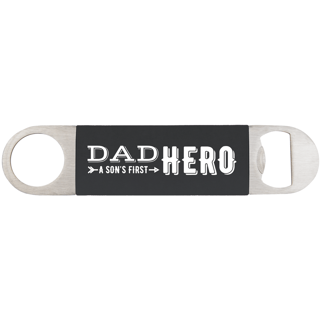 Black White 1 1/2" x 7" Bottle Opener with Silicone Grip