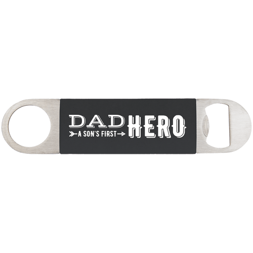 Black White 1 1/2" x 7" Bottle Opener with Silicone Grip