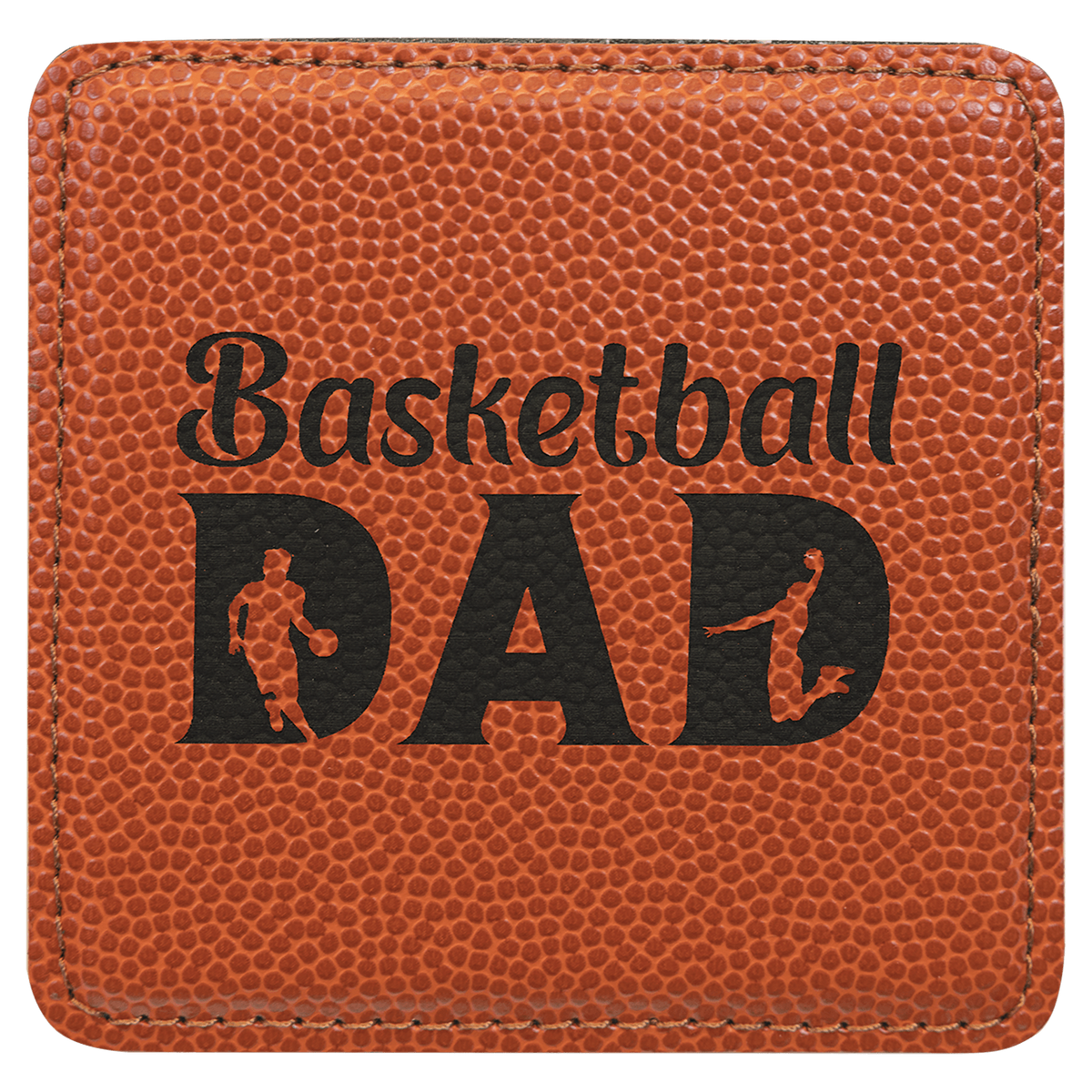 4" x 4" Square Basketball Laserable Leatherette Coaster