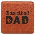 Basketball 4" x 4" Square Laserable Leatherette Coaster