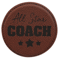 Football 4" Round Laserable Leatherette Coaster