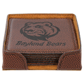 Football 4" x 4" Square Laserable Leatherette 6-Coaster Set