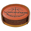 Basketball 4" Round Laserable Leatherette 6-Coaster Set