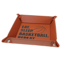 Basketball Laserable Leatherette Snap Up Tray with Silver 6" x 6" Laserable Leatherette Snap Up Tray with Silver Snaps