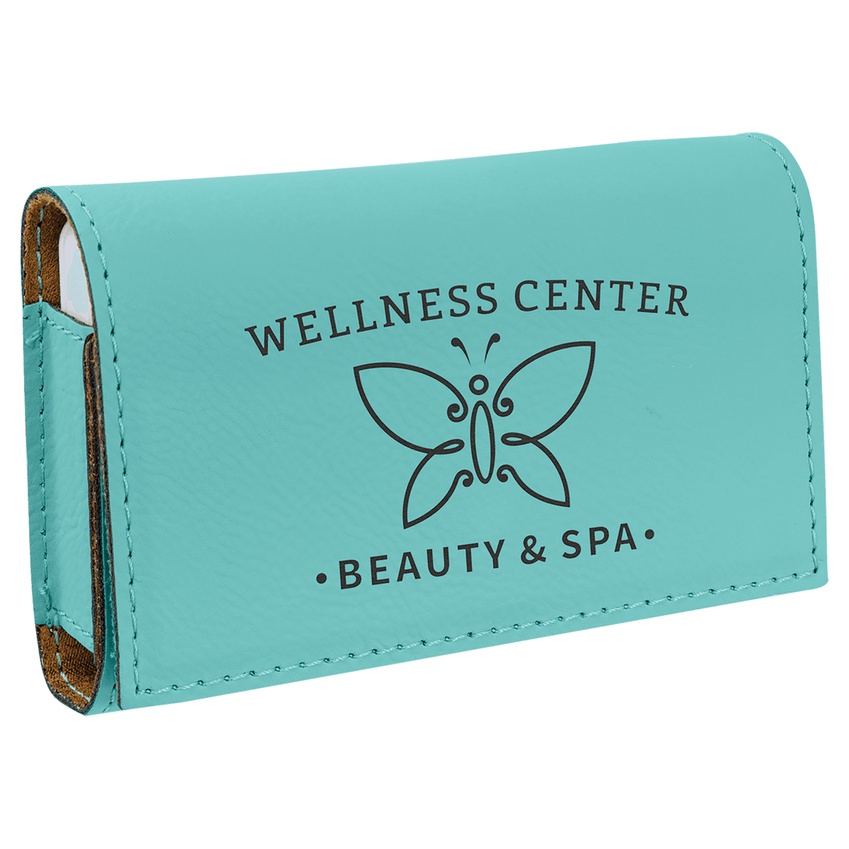 Teal 4 3/4" x 3 1/8" Laserable Leatherette Pill Box