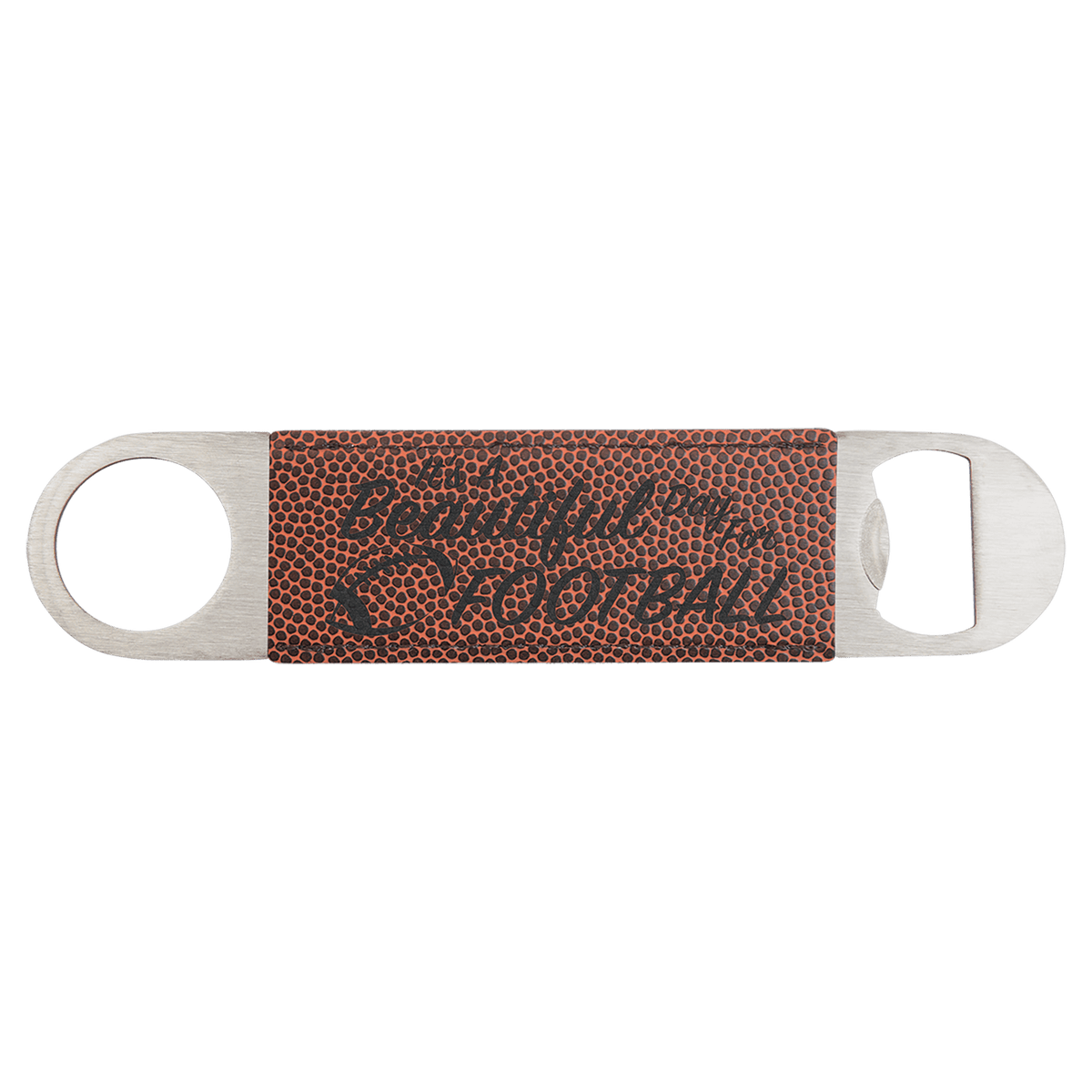 1 1/2" x 7" Football Laserable Leatherette Bottle Opener