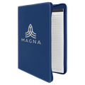 Blue/Silver 9 1/2" x 12" w/Zipper Laserable Leatherette Portfolio with Notepad