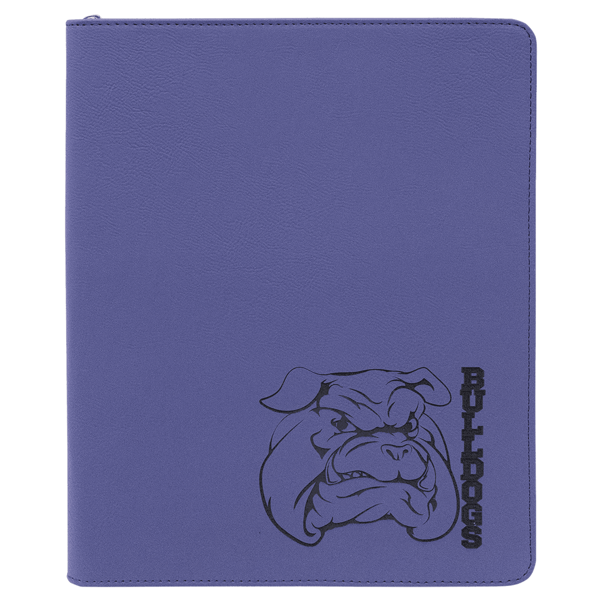 Purple 9 1/2" x 12" with Zipper Laserable Leatherette Portfolio with Notepad