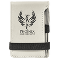 White 3 1/4" x 4 3/4" Laserable Leatherette Mini Notepad with Pen