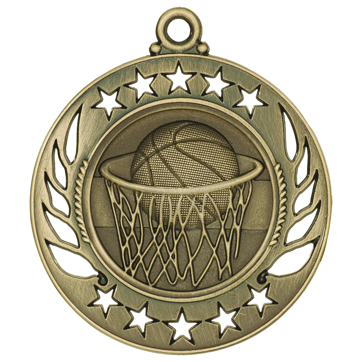 Antique Gold 2 1/4" Basketball Galaxy Medal