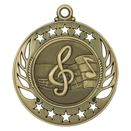 Antique Gold 2 1/4" Music Galaxy Medal
