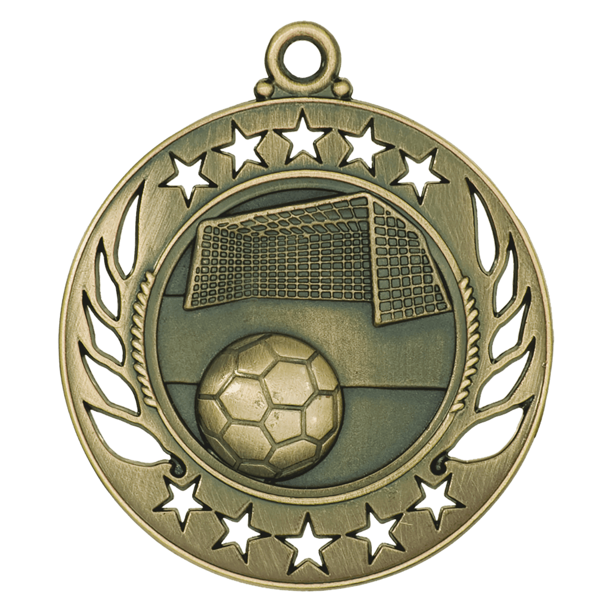 Antique Gold 2 1/4" Soccer Galaxy Medal
