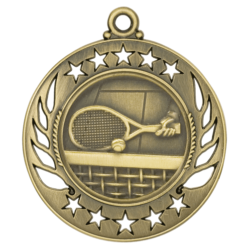 Antique Gold 2 1/4" Tennis Galaxy Medal